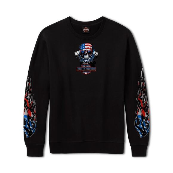 NWT Harley Davidson H-D American Pride Fleece Crew in Black size Large - Picture 1 of 8